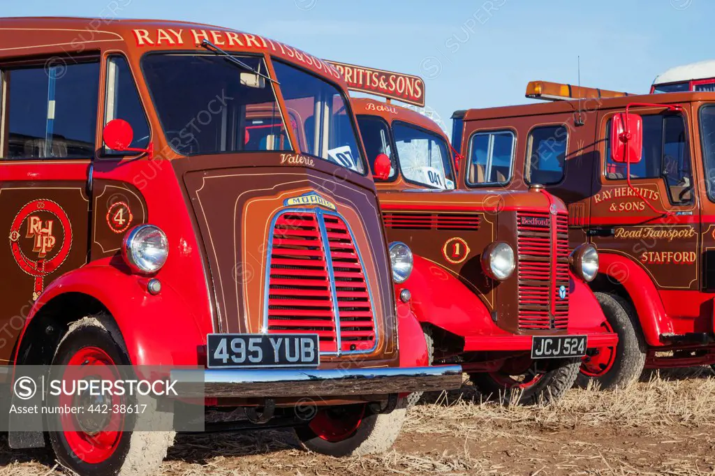 UK, England, Dorset, Blanford, The Great Dorset Steam Fair, Vintage Moris and Bedford Delivery Vans