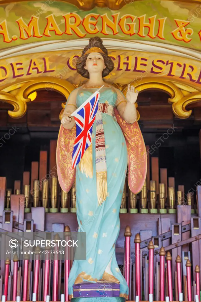 UK, England, Dorset, Blanford, The Great Dorset Steam Fair, Barrel Organ Detail