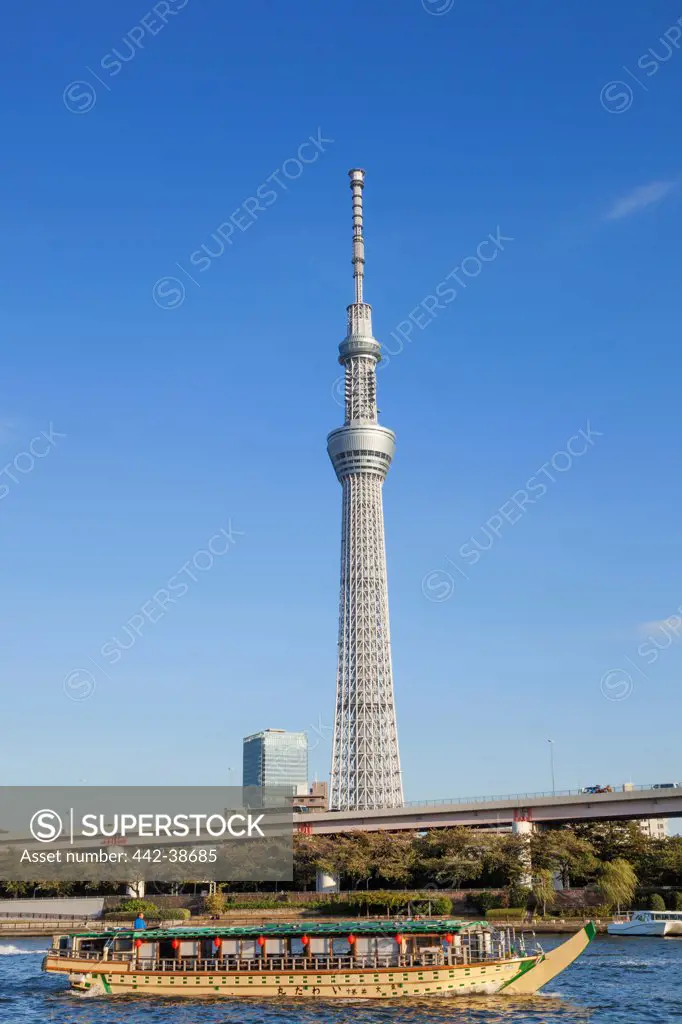 Japan, Honshu, Kanto, Tokyo, Asakusa, Skytree Tower And Sumidagawa River