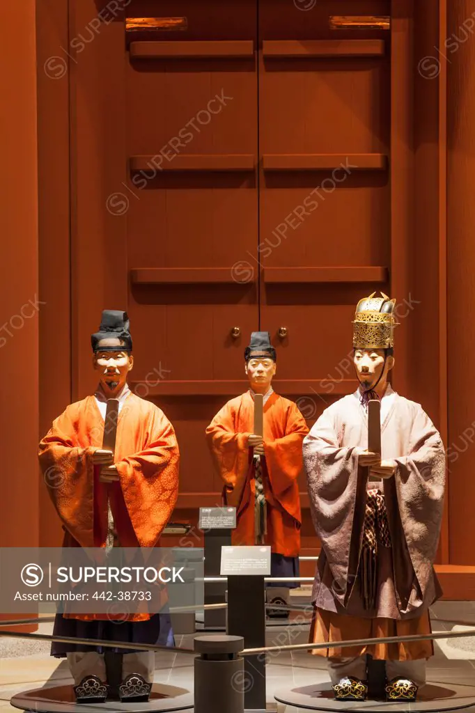 Japan, Honshu, Kansai, Osaka, Osaka Museum of History, Display Of Historical Figures Dressed In Historical Costume
