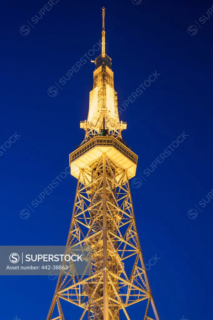 Japan, Honshu, Aichi, Nagoya, Nagoya TV Tower at Dusk
