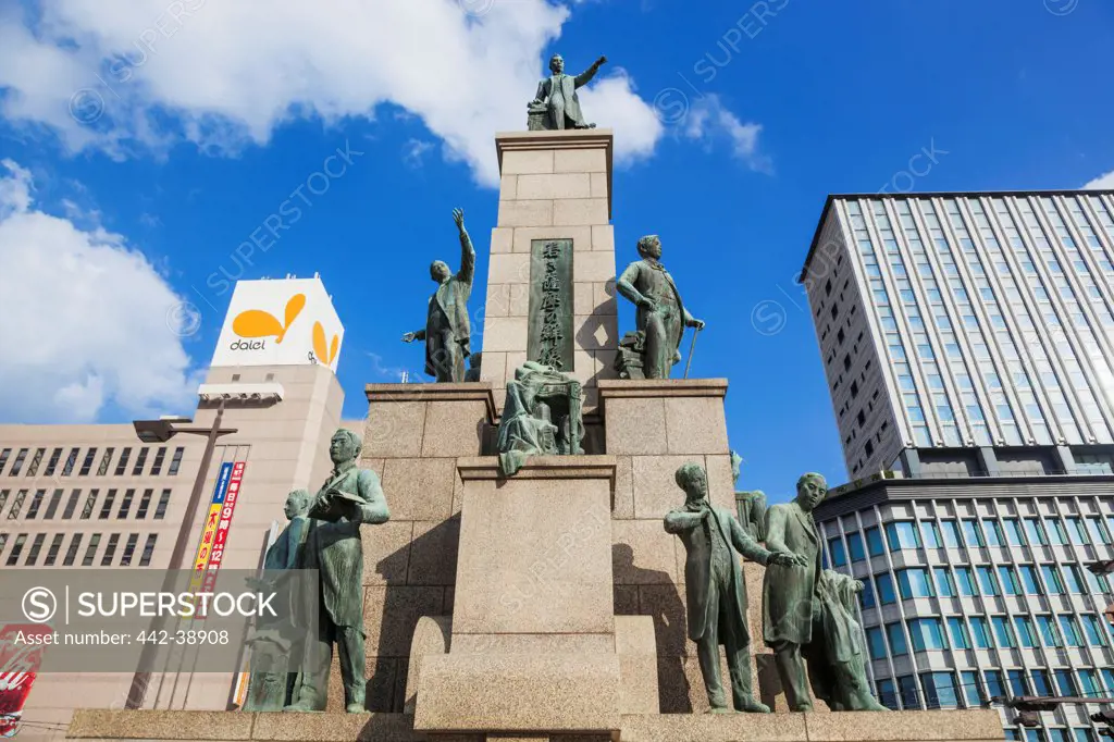 Japan, Kyushu, Kagoshima, Kagoshima City, Memorial Statue to The Nineteen Satsuma Students who defied The Overseas Travel Ban in 1865