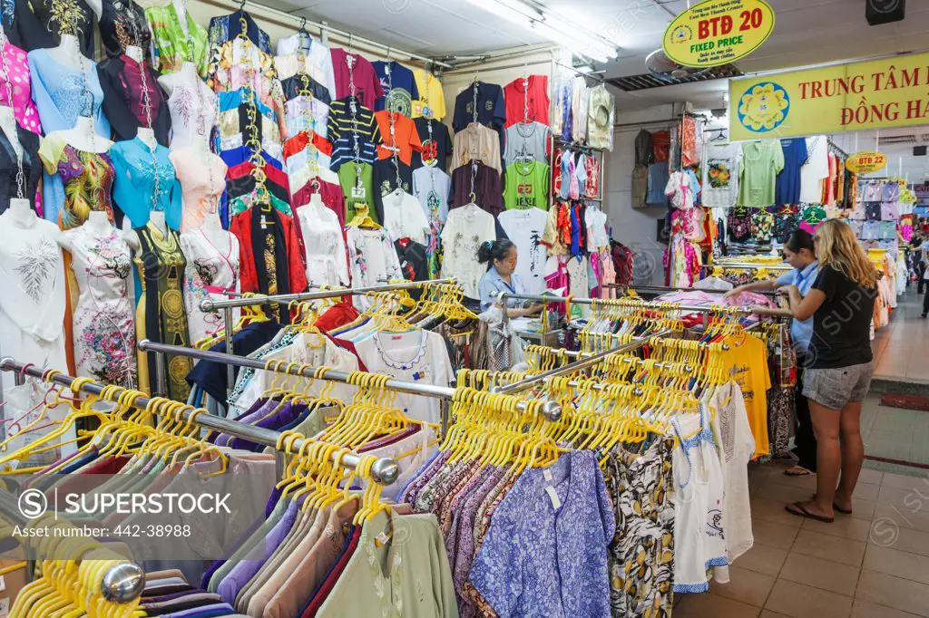 Vietnam, Ho Chi Minh City, Ben Thanh Market, Clothing Stall