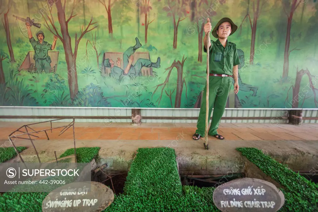 Vietnam, Ho Chi Minh City, Cu Chi Tunnels, Exhibit of Booby Traps Used During the Vietnam War