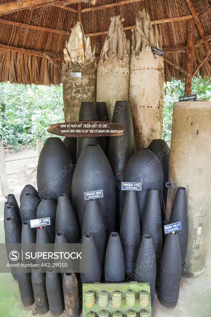 Vietnam, Ho Chi Minh City, Cu Chi Tunnels, Exhibit of Unexploded American Munitions