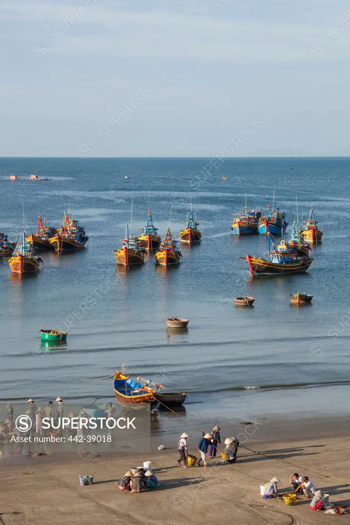 Vietnam, Mui Ne, Mui Ne Beach, Fishing Boats