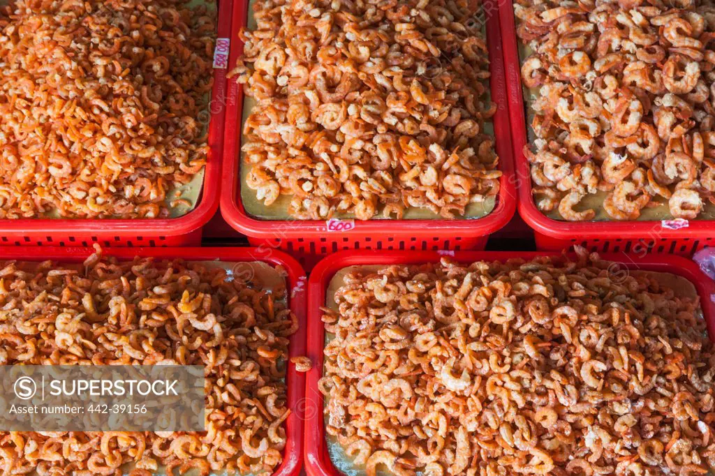Vietnam, Nha Trang, Dam Market, Dried seafood stall