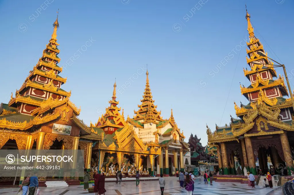 Tourists at a temple, Shwedagon Pagoda, Yangon, Myanmar