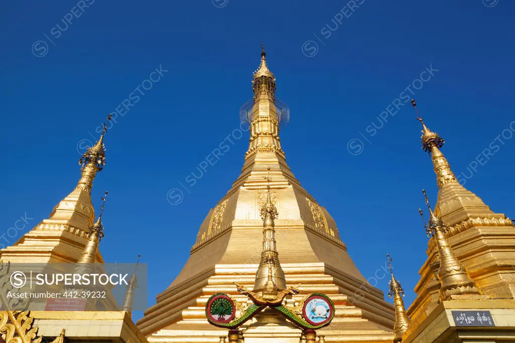 Low angle view of the Sule Pagoda, Yangon, Myanmar