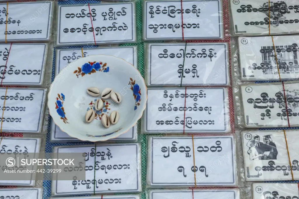 Fortune tellers display, Yangon, Myanmar