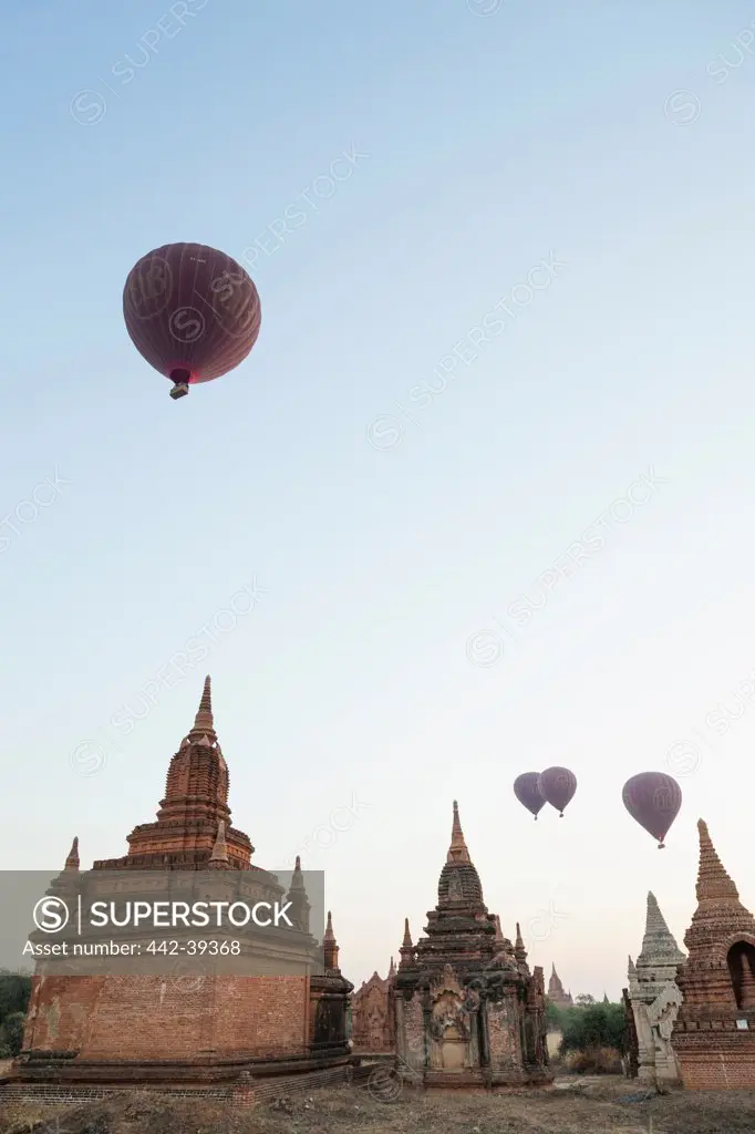 Hot Air Balloons over ancient ruins, Bagan, Myanmar