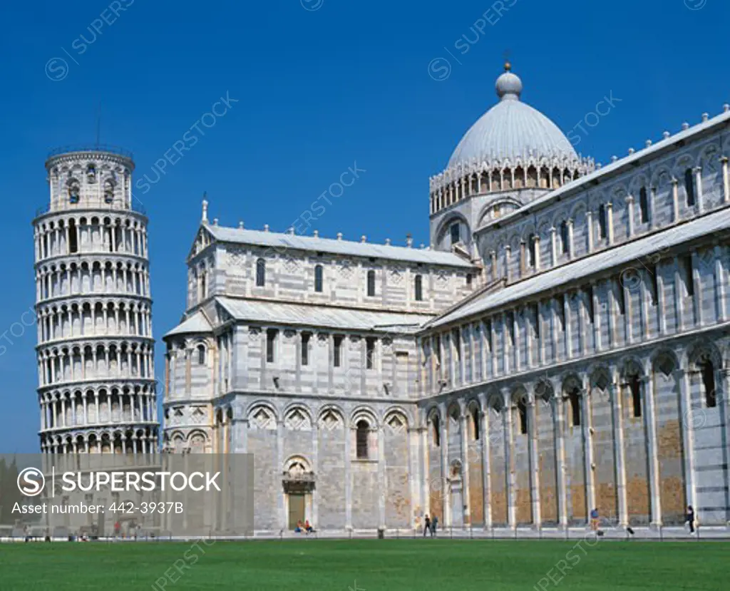 Low angle view of a cathedral, Duomo, Leaning Tower, Pisa, Italy