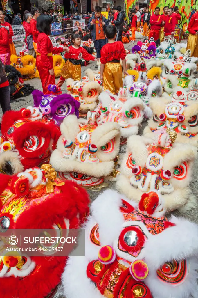 China, Hong Kong, Lion Dance Costumes