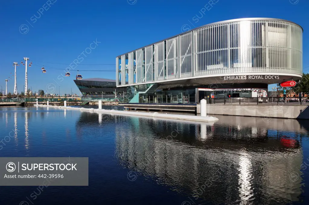 UK, England, London, Emirates Royal Docks Thames Cable Car Station