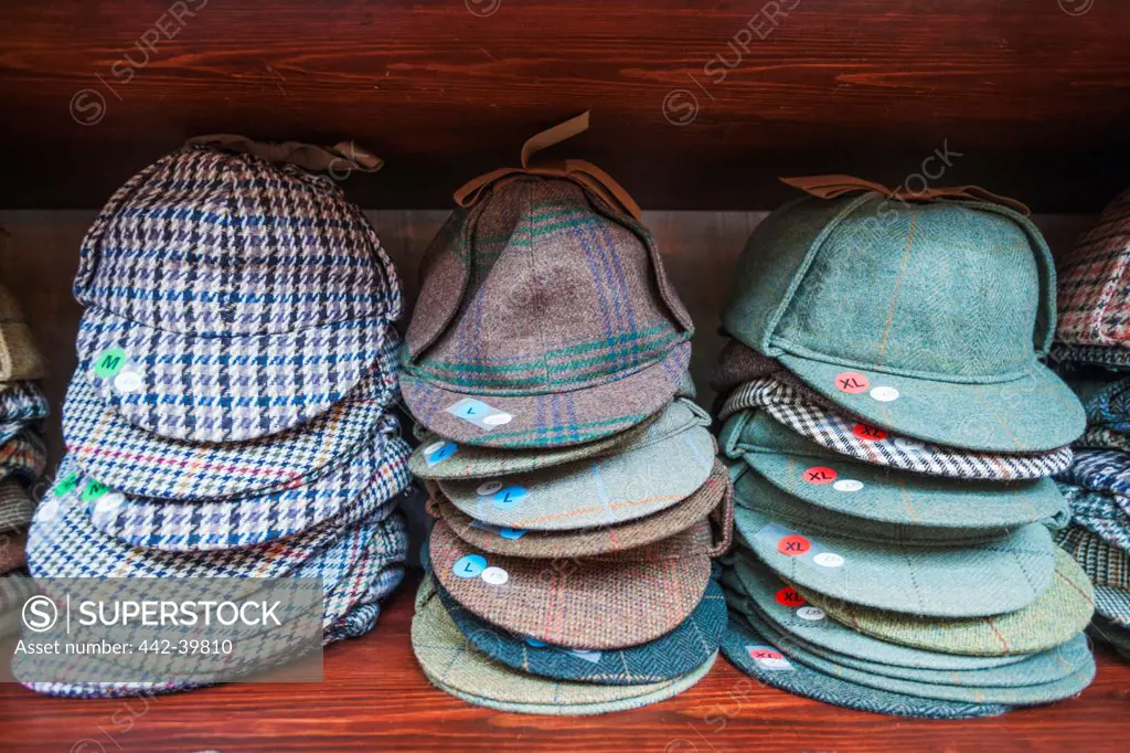 UK, England, London, 221B Baker Street, Sherlock Holmes Museum, Souvenir Shop, Deerstalker Hats