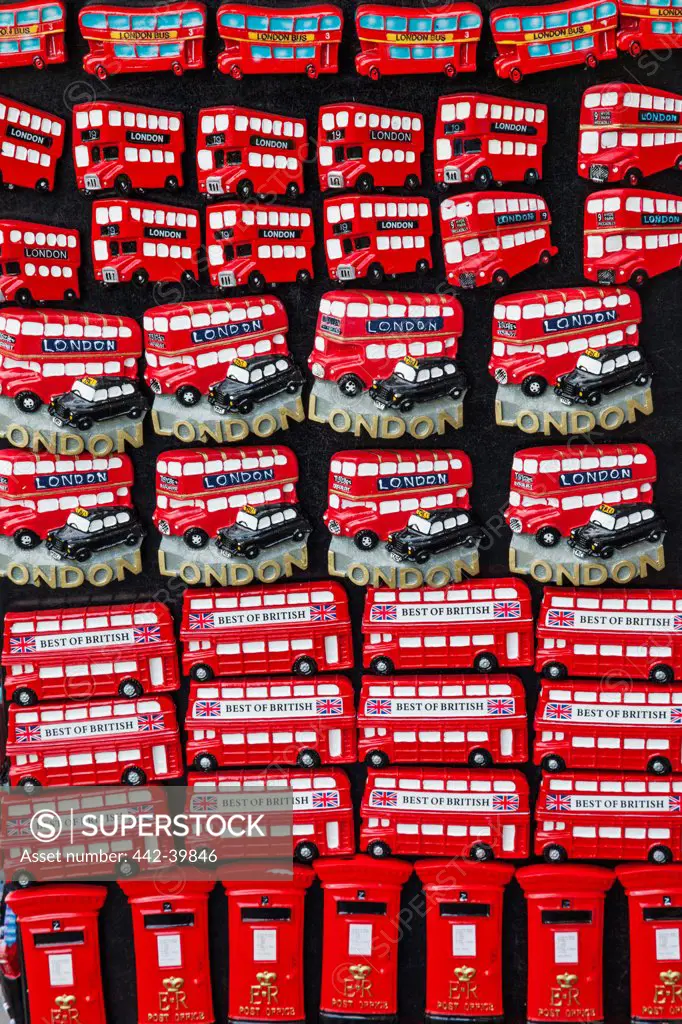 UK, England, London, Portobello Road, Shop display of Souvenir Fridge Magnets