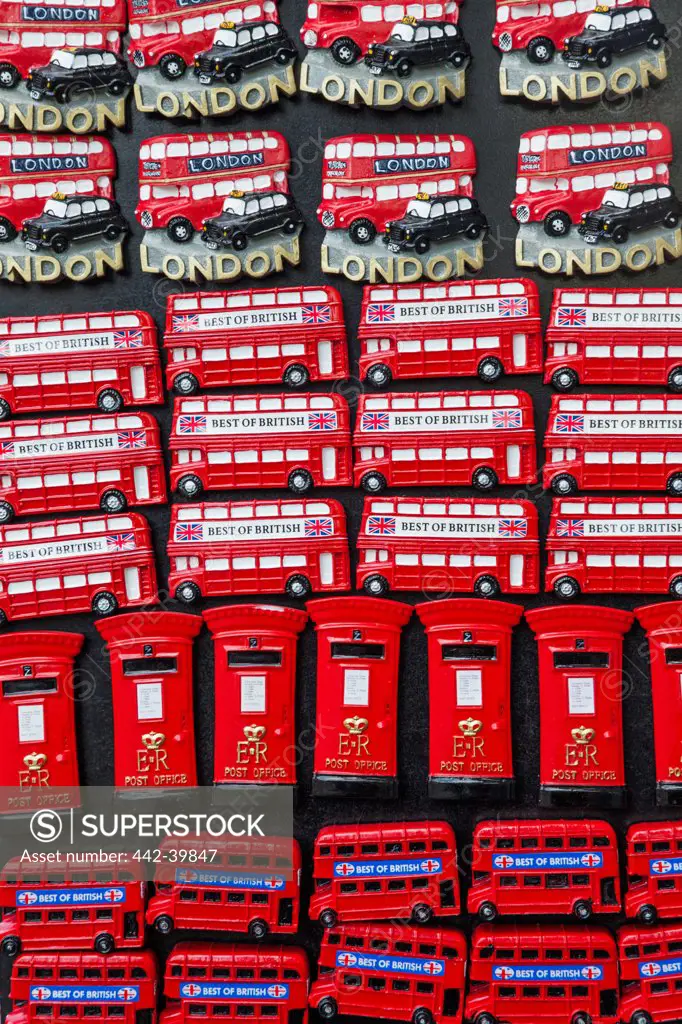 UK, England, London, Portobello Road, Shop display of Souvenir Fridge Magnets