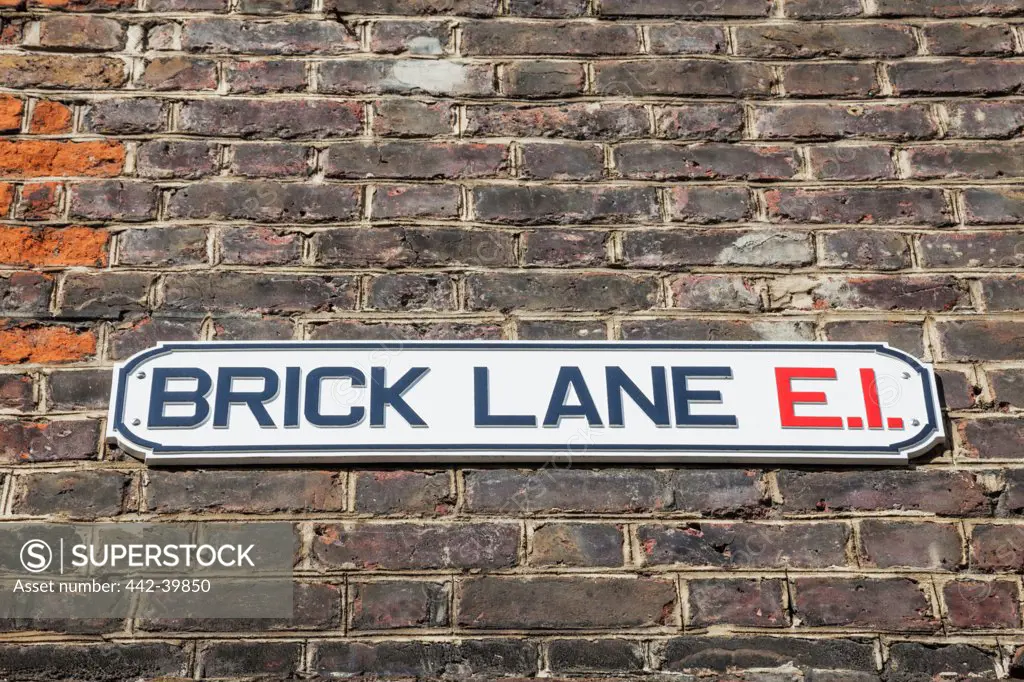UK, England, London, Shoreditch, Brick Lane, Brick Lane Street Sign