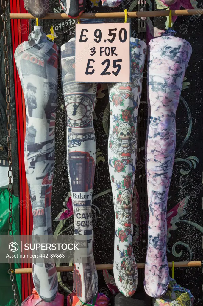 UK, England, London, Shoreditch, Spitafields Market, Display of Colorful Womens Stockings