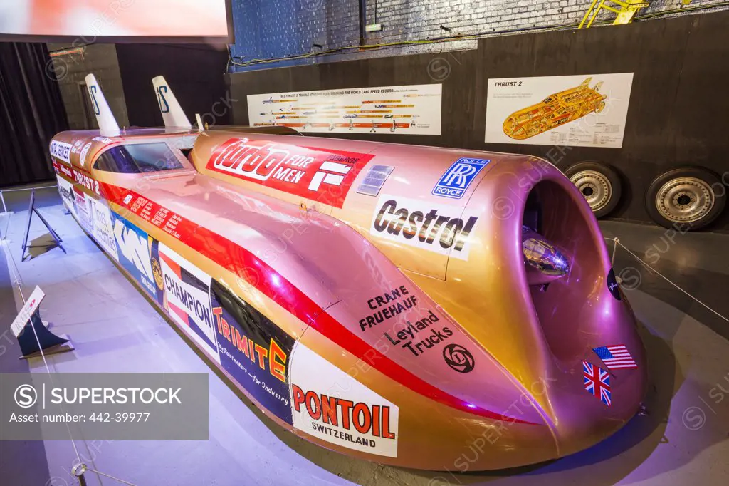 UK, England, Warwickshire, Coventry, Coventry Transport Museum, The Thrust 2 World Land Speed Record Holder 1983