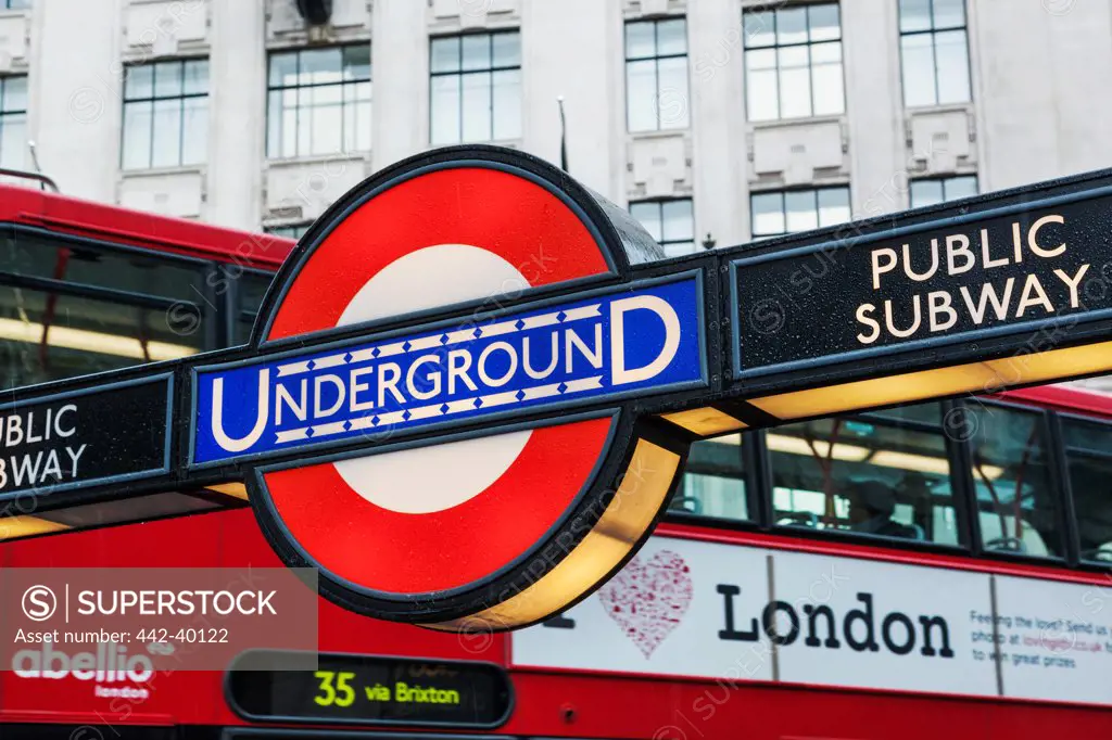 UK, England, London, View of metro sign