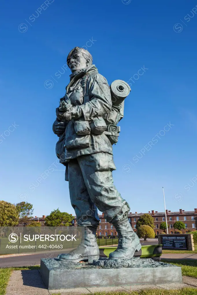 Statue of an army soldier, Royal Marines Museum, Portsmouth, Hampshire, England