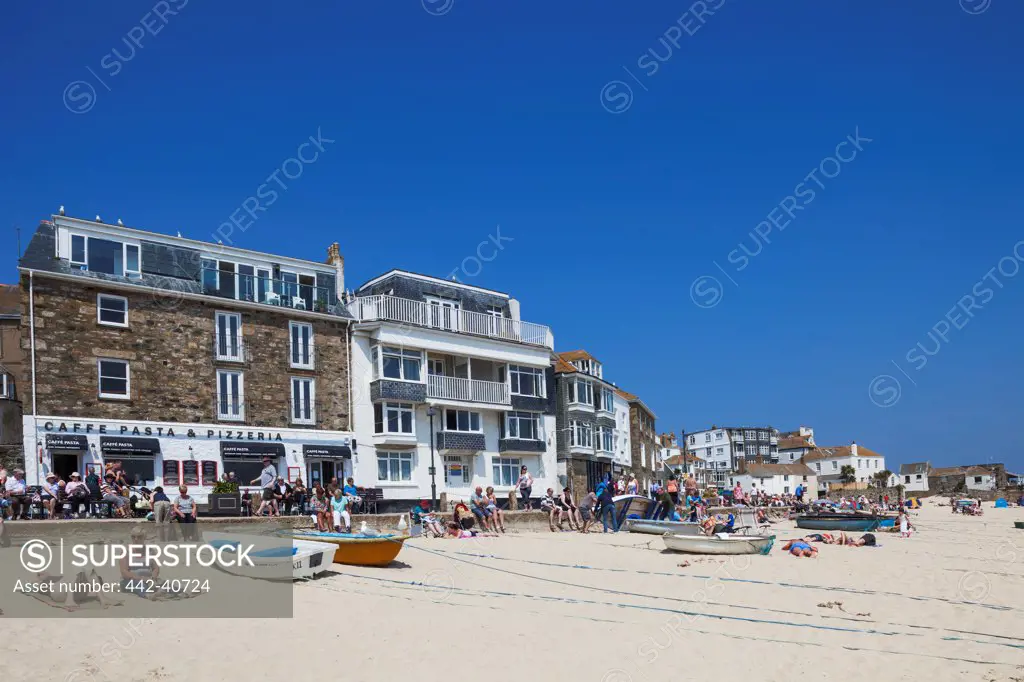 Tourists on the beach, St. Ives, Cornwall, England