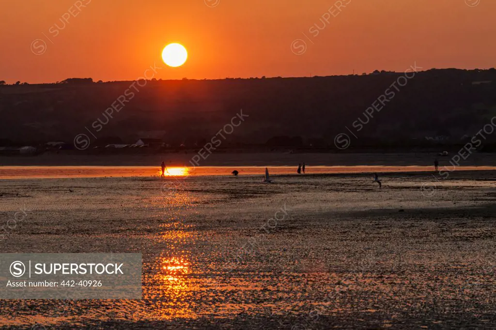 Sunset over the sea, Marazion, Cornwall, England