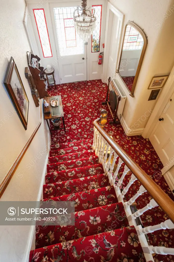 Staircase in the guesthouse, Marazion, Cornwall, England