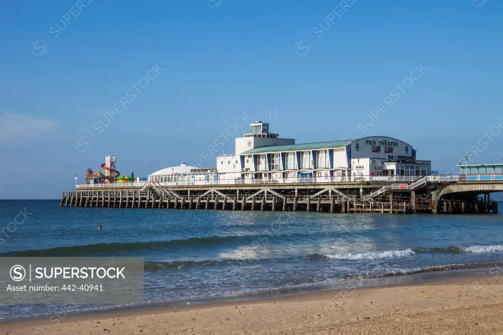 Bournemouth Pier on the beach, Bournemouth, Dorset, England
