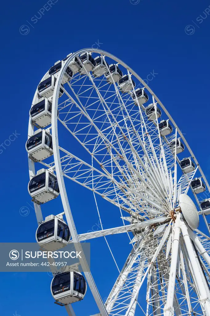 Low angle view of a ferris wheel, Brighton Wheel, Brighton, East Sussex, England