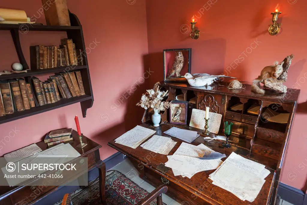 Study room of Gilbert White's in a museum, Gilbert White's House And The Oates Museum, Selborne, Hampshire, England