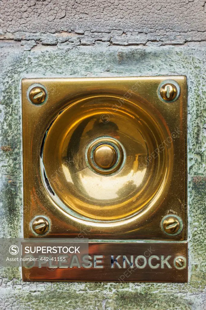 Close-up of a doorbell, Bury St. Edmunds, Suffolk, East Anglia, England