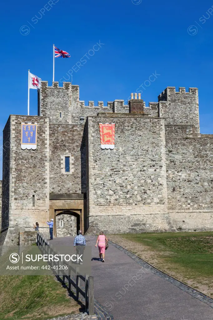 Tourists at a castle, Dover Castle, Dover, Kent, England