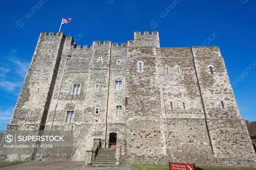 Low angle view of a castle, Dover Castle, Dover, Kent, England