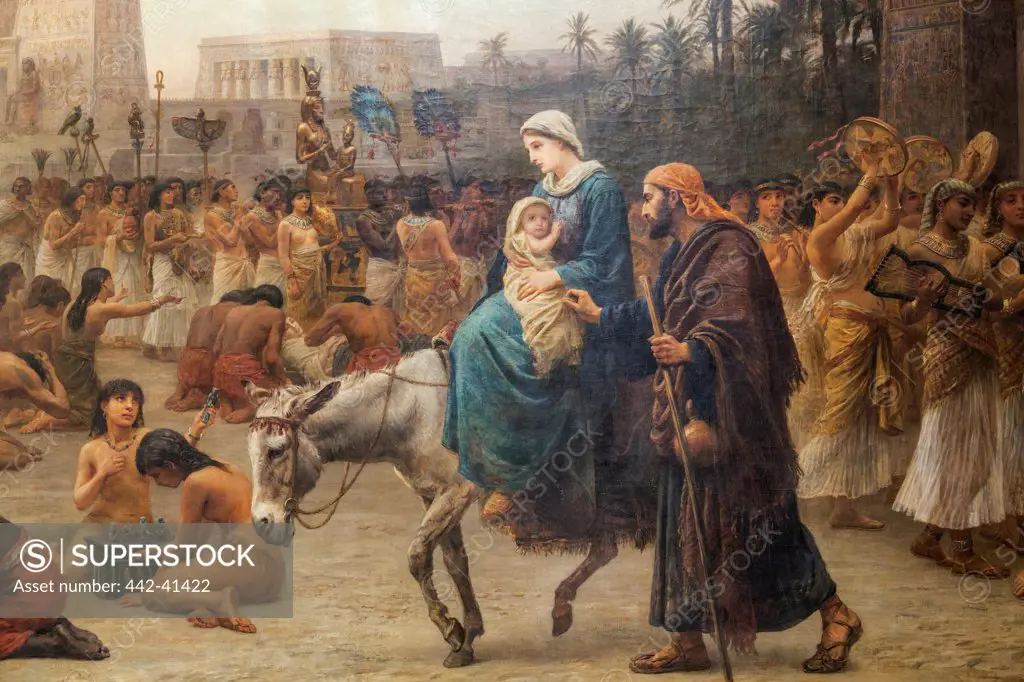Painting titled Anno Domini aka the Flight into Egypt by Edwin Long in Russell-cotes Art Gallery and Museum, Bournmouth, Dorset, England