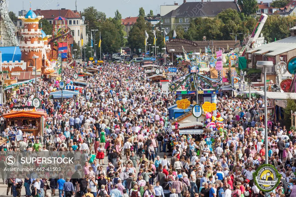 Crowds during Oktoberfest festival, Munich, Bavaria, Germany