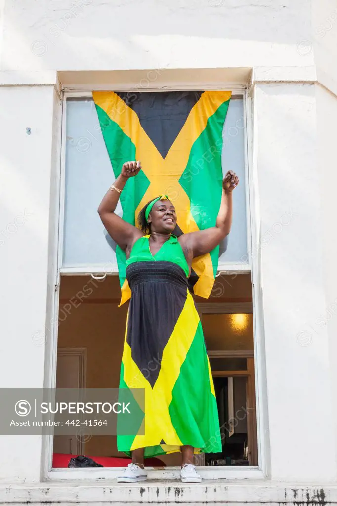Female performer during the Notting Hill Carnival, Notting Hill, London, England