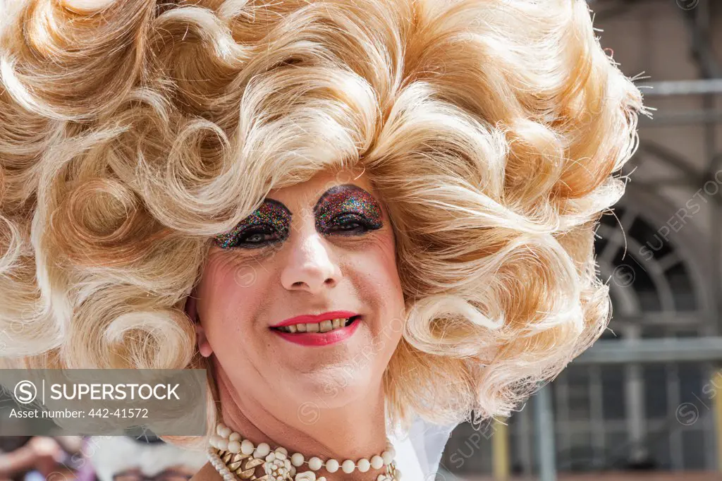 Portrait of Drag Queen in the Annual Gay Pride Parade, London, England