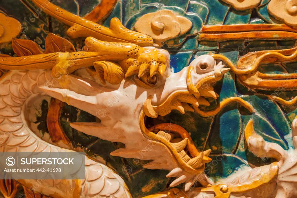 China, Macau, Hotel Grand Lisboa, Wall Decoration Featuring Chinese Dragon