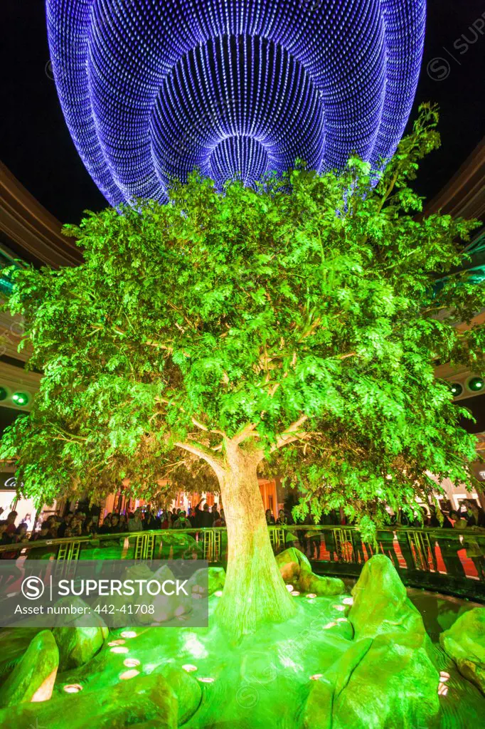 China, Macau, Wynn Hotel and Casino, Atrium ""Tree of Prosperity"" Show