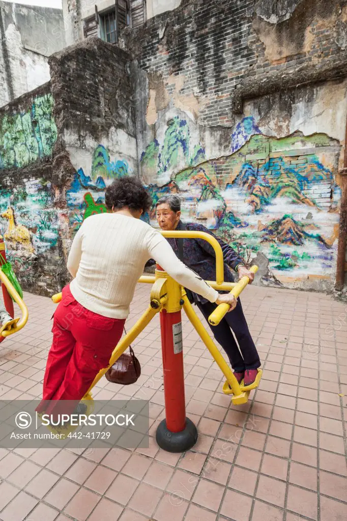 China, Macau, Elderly People Exercising