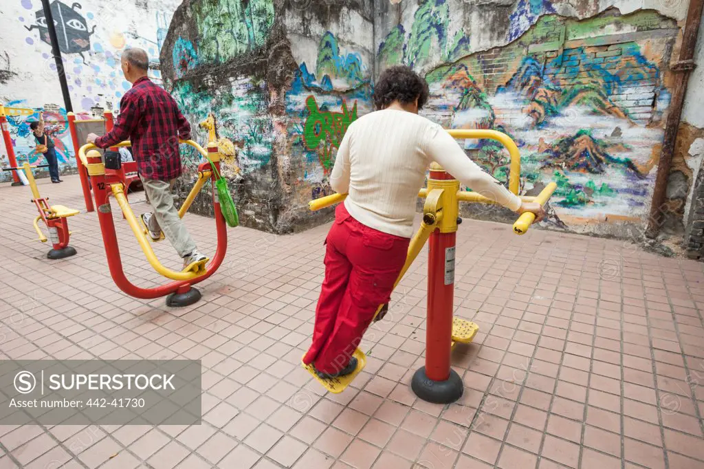 China, Macau, Elderly People Exercising