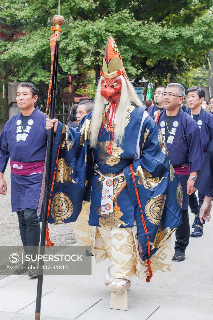 Japan, Honshu, Kanto, Tokyo, Asakusa, Jidai Matsurai Festival, Character Dressed as The Shinto God Tengu