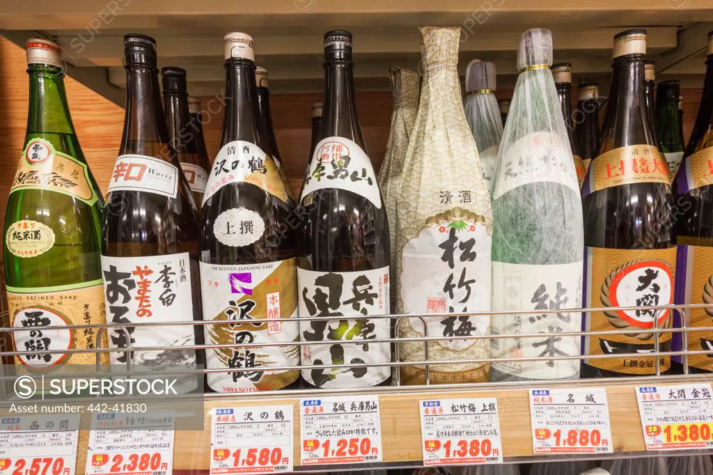 Japan, Honshu, Kanto, Tokyo, Liquor Store, Sake Bottles