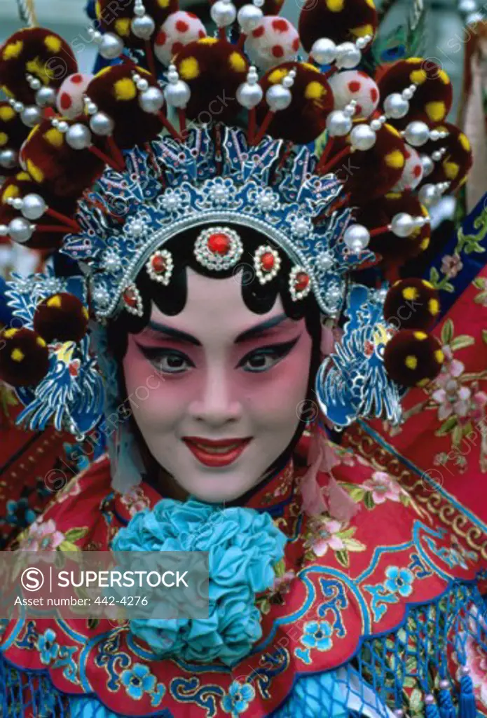 Portrait of an opera performer in costume, Shanghai, China