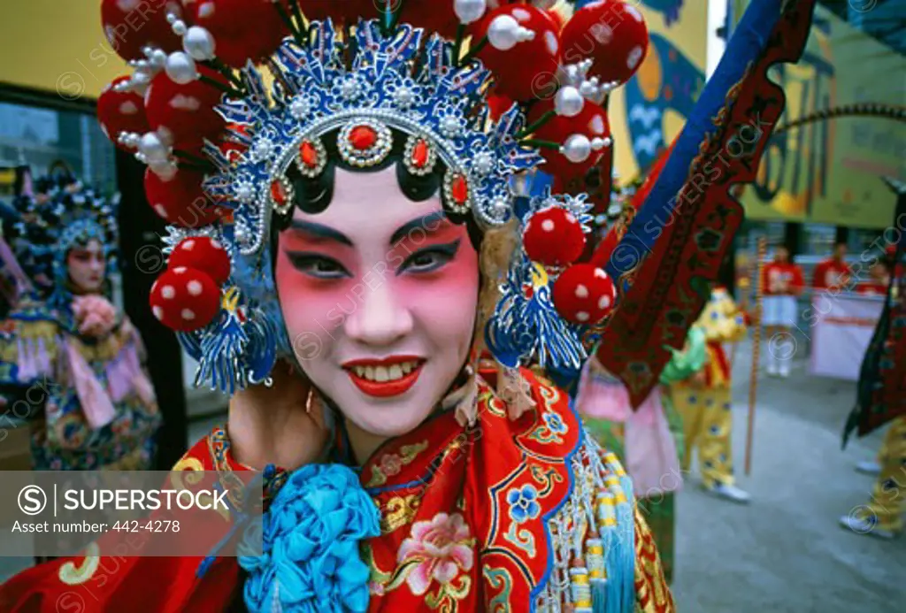 Portrait of an opera performer in costume, Shanghai, China