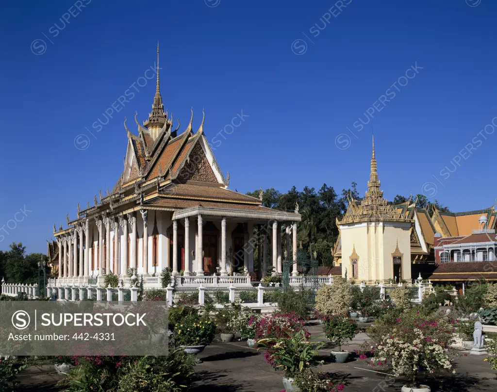 Facade of a pagoda, Silver Pagoda, Phnom Penh, Cambodia