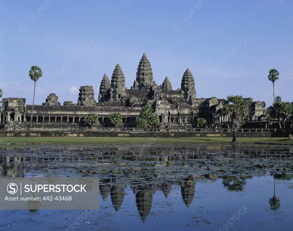 Reflection of a temple in water, Angkor Wat, Cambodia