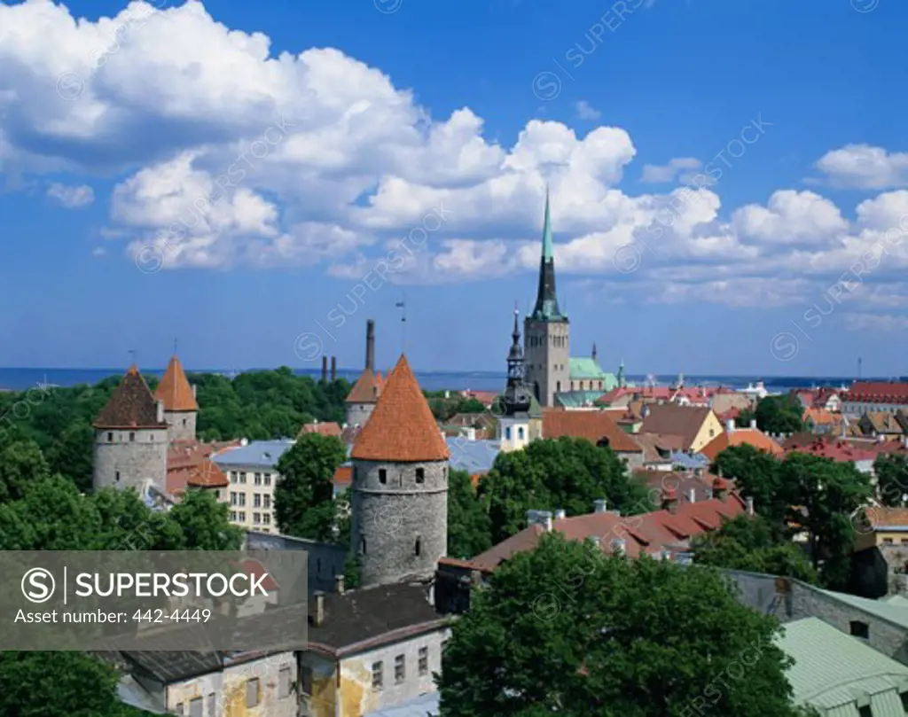 High angle view of a city, Tallinn, Estonia